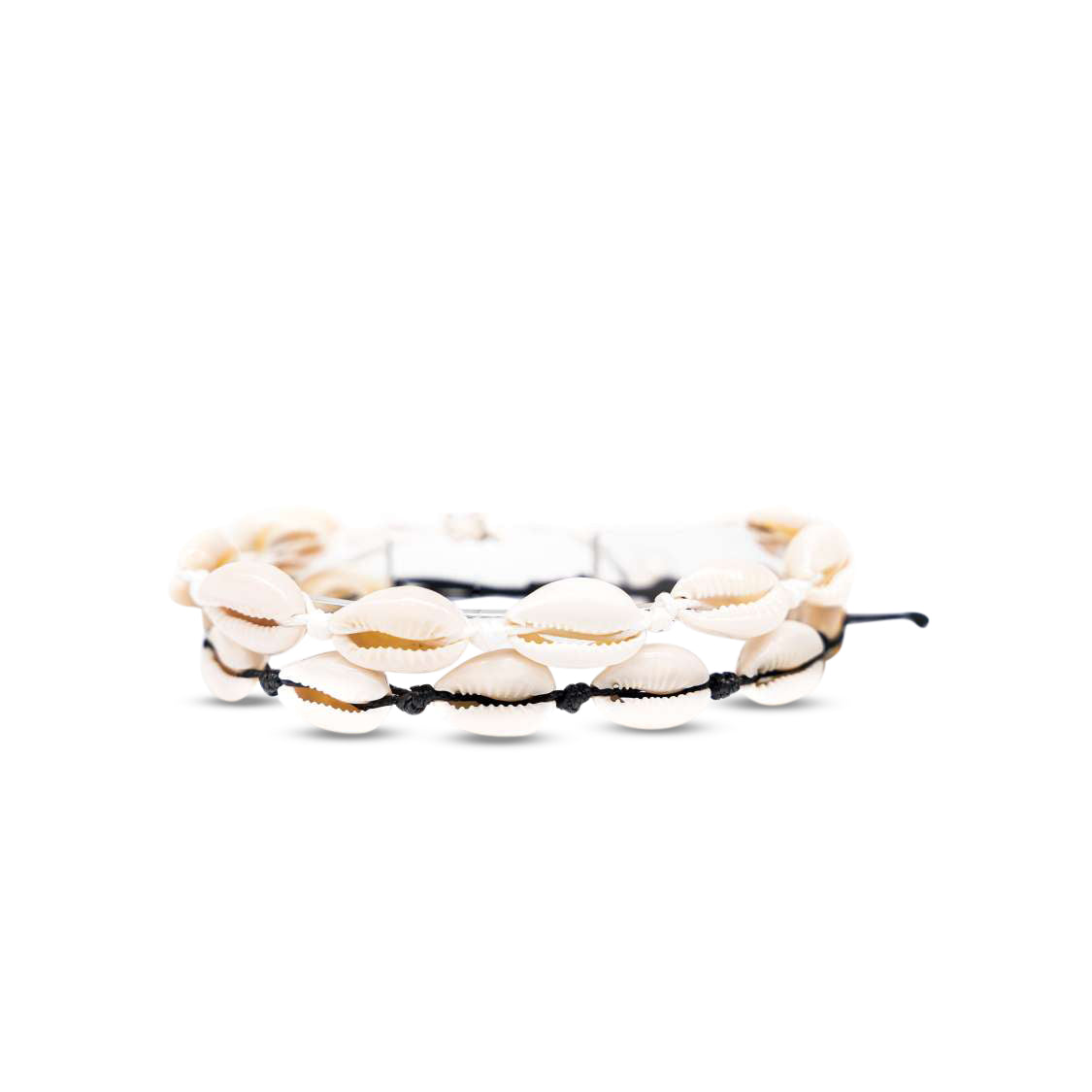 2x Natural Shell Anklet - Black + White