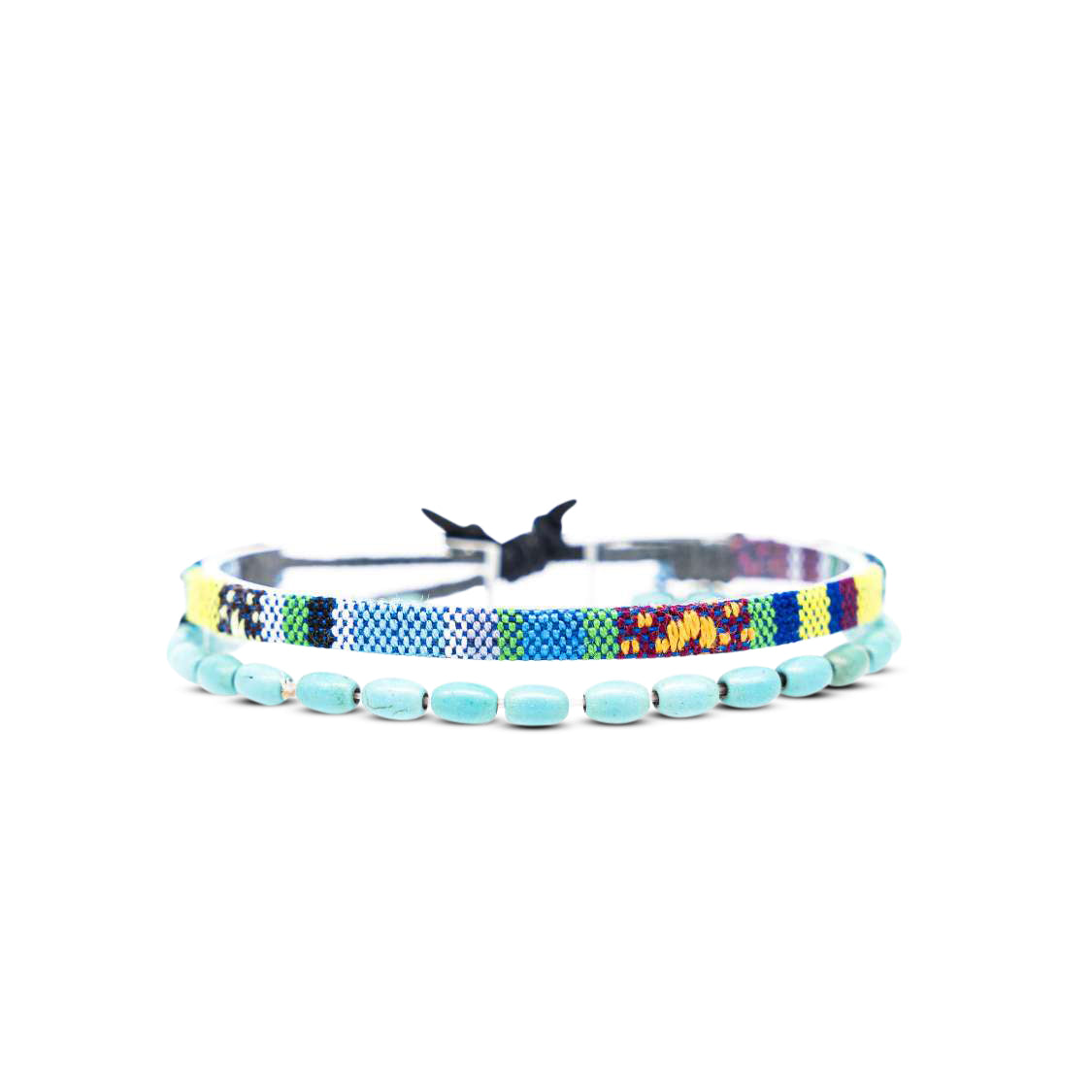 2x Boho Surfer Bracelet Men - Turquoise + Beads