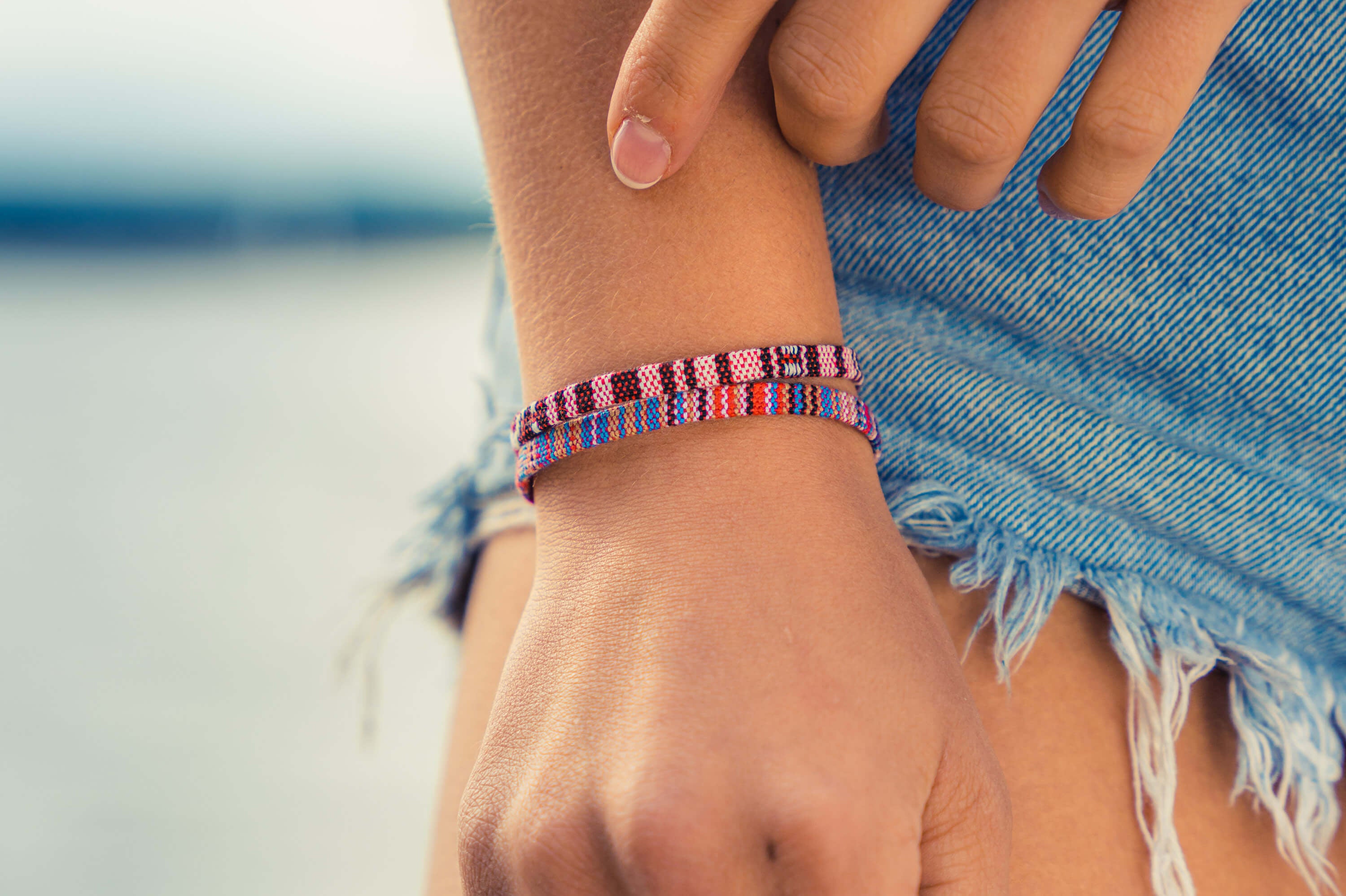 2x Boho Surfer Bracelet - Ruby Red + Multi