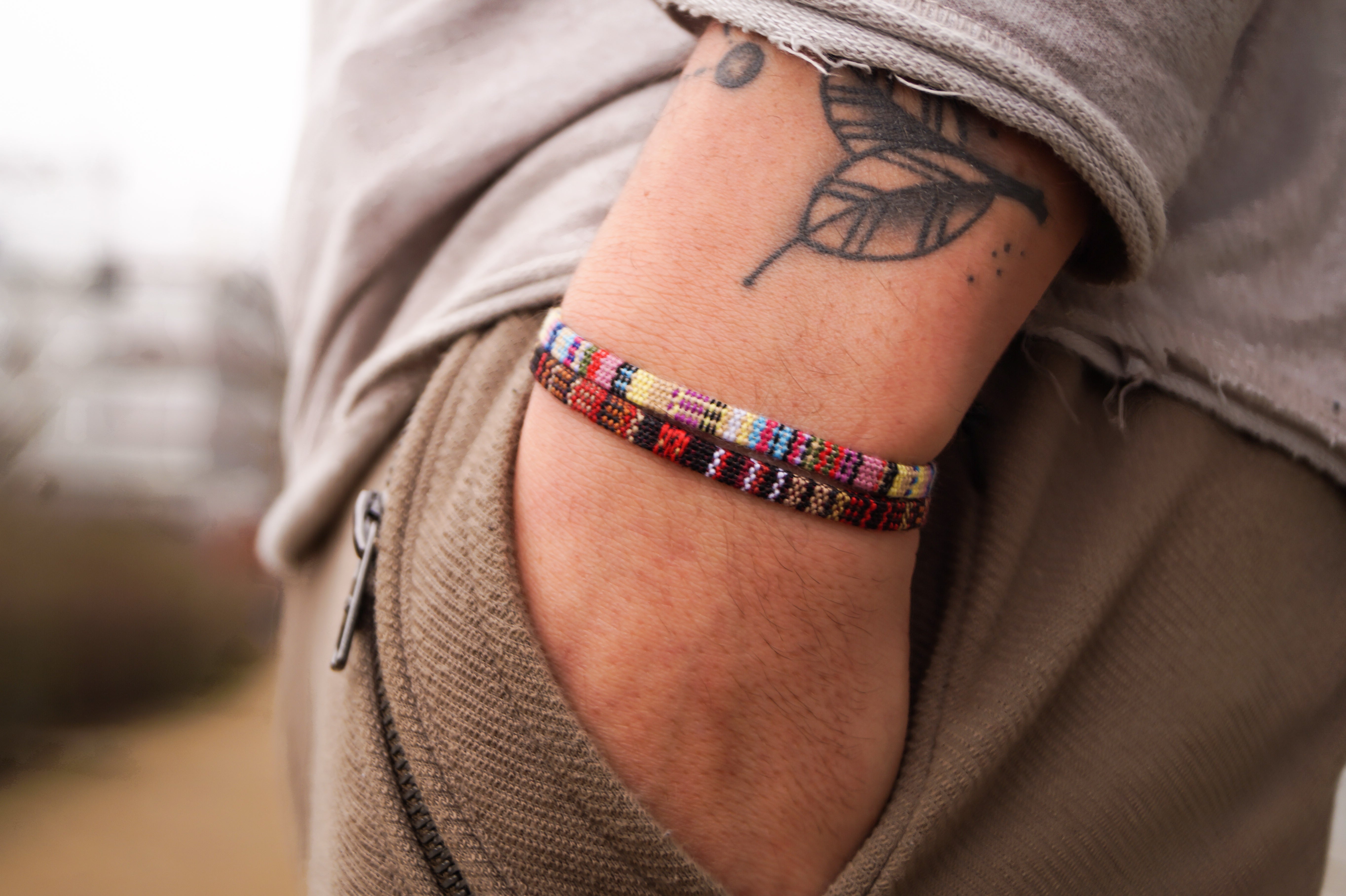 2x Boho Surfer Bracelet Men - Yellow + Vulcano