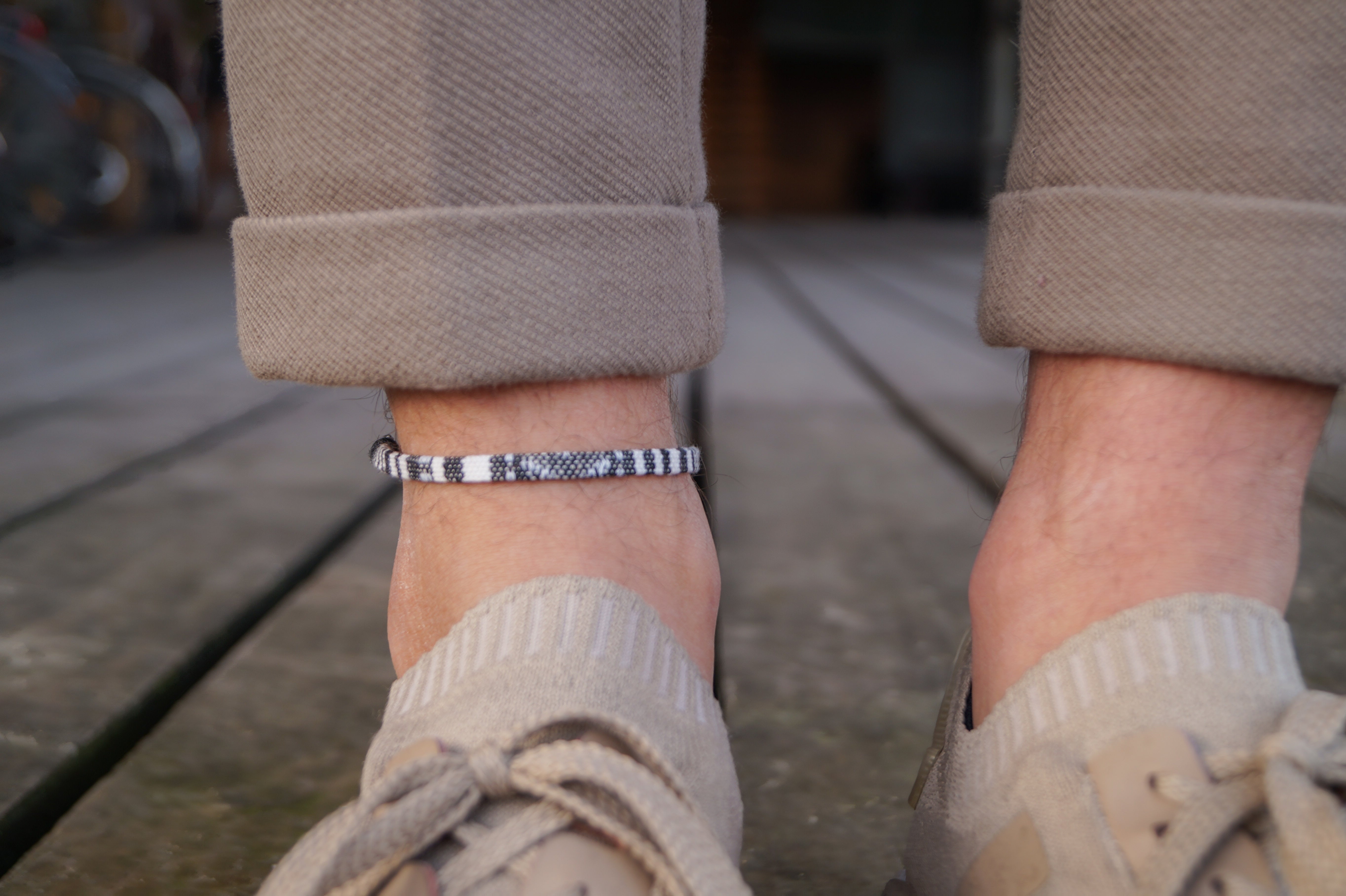 Boho Surfer Anklet Men - White