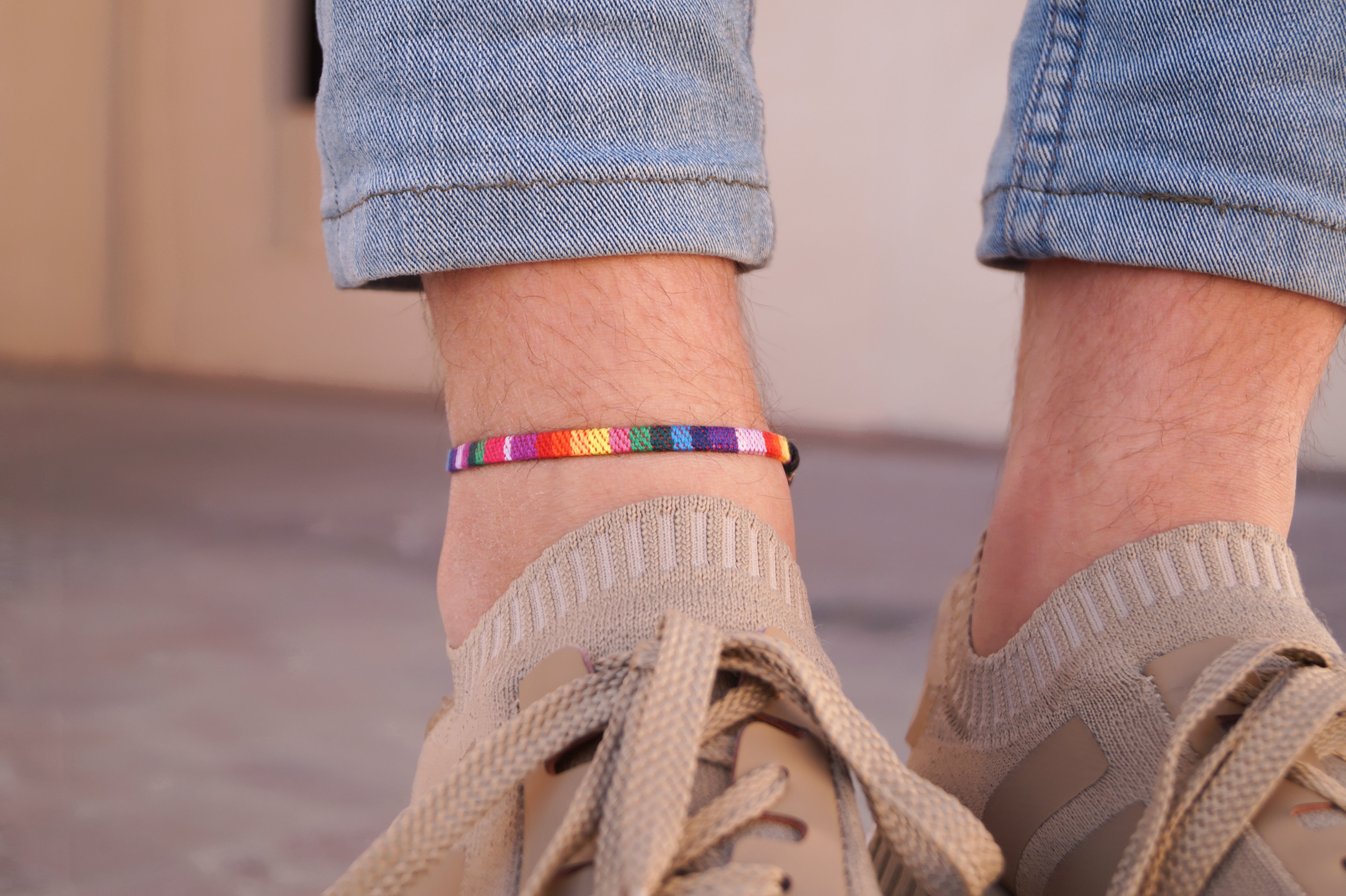 Boho Surfer Anklet Men - Rainbow