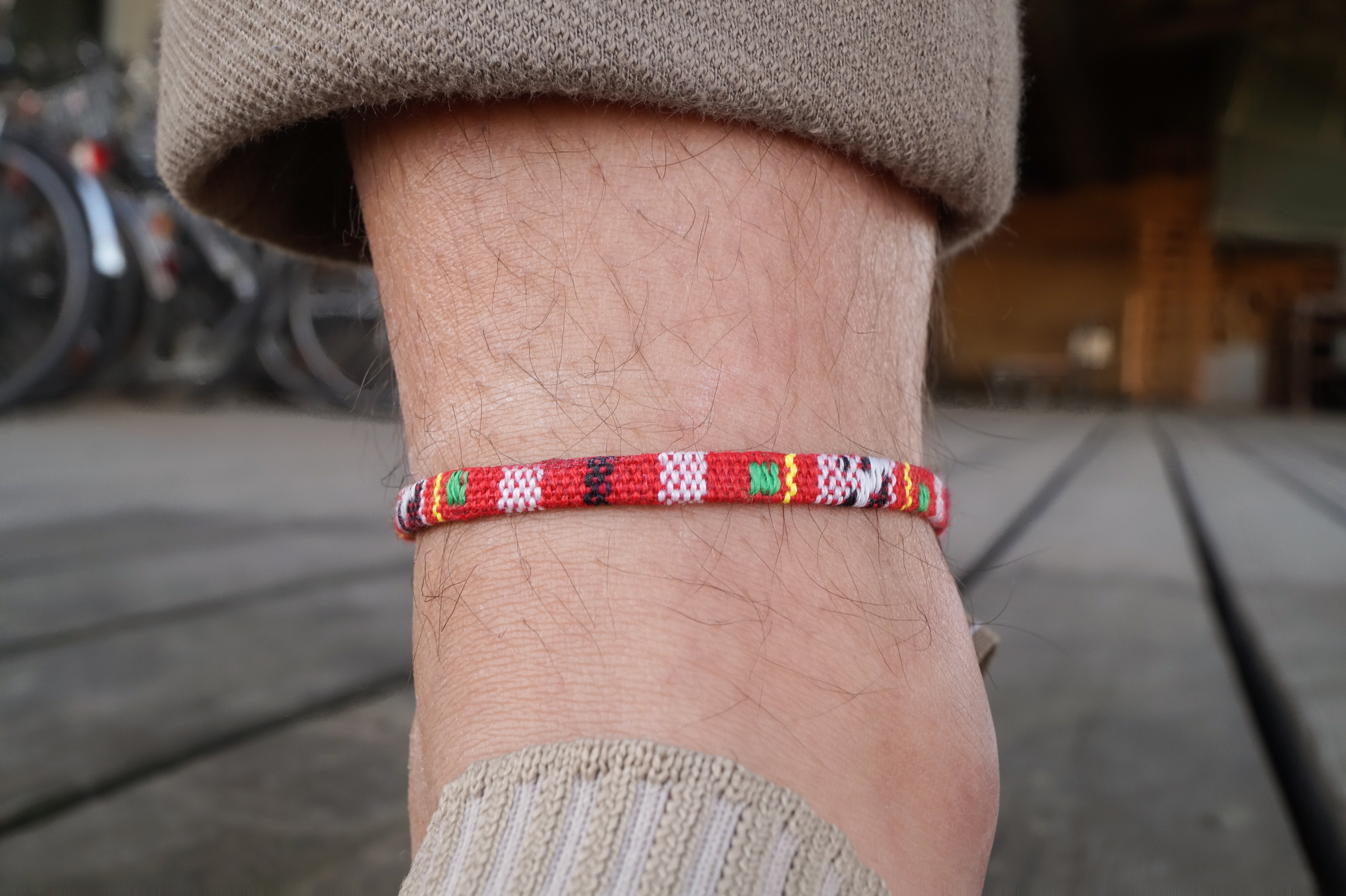 Boho Surfer Anklet Men - Red Ethno