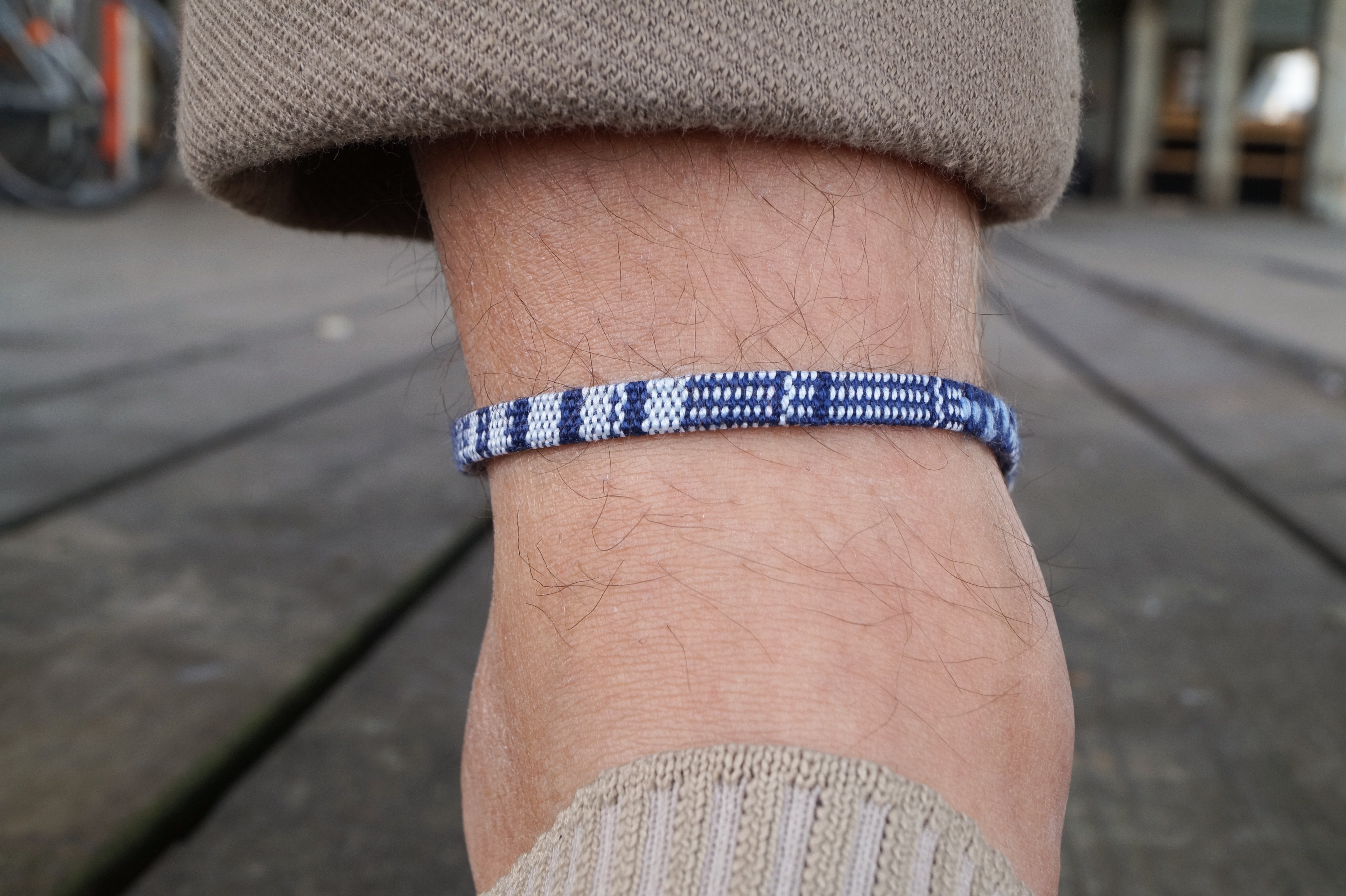 Boho Surfer Anklet Men - Blue-White