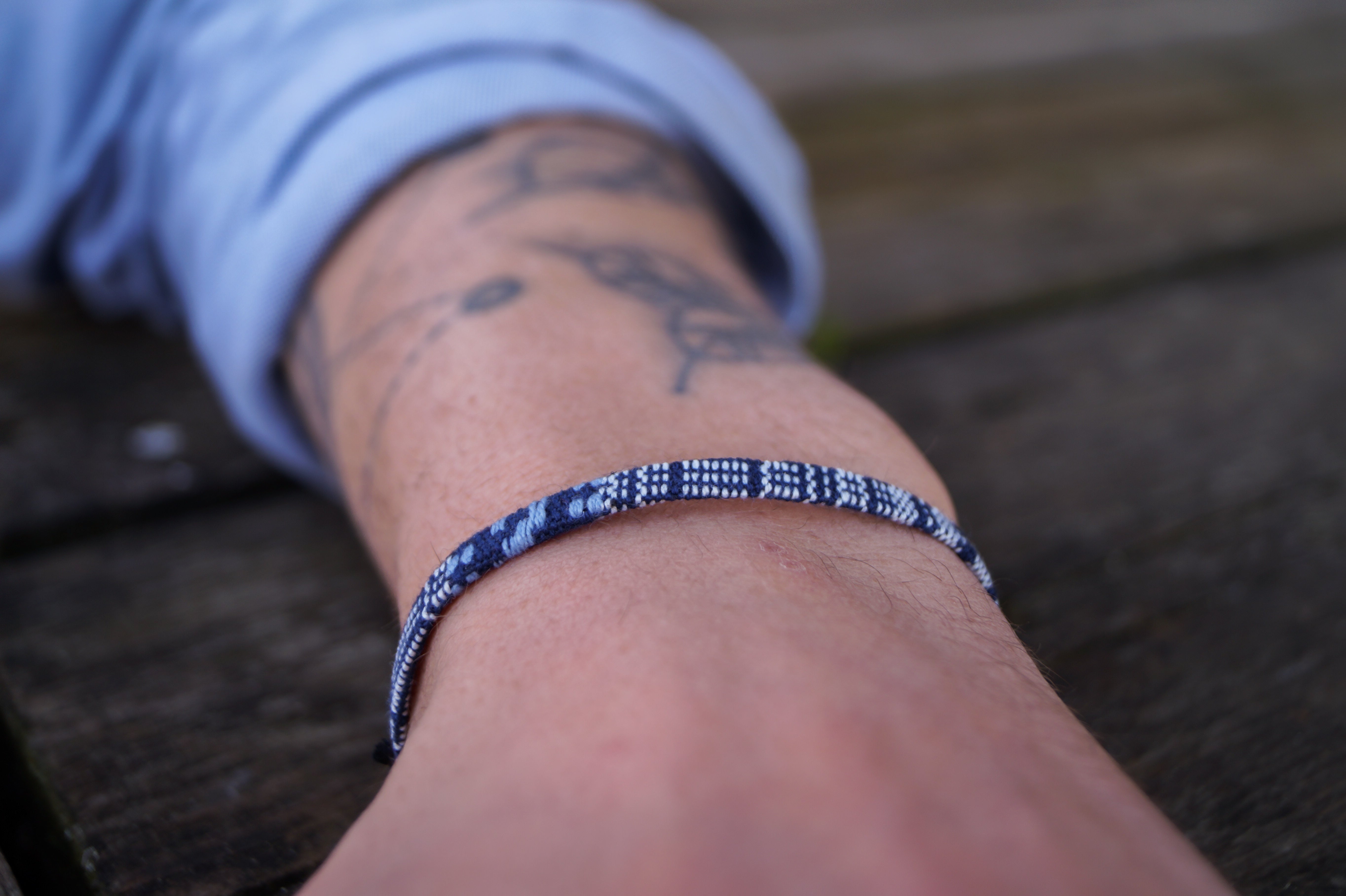 Boho Surfer Bracelet Men - Blue White