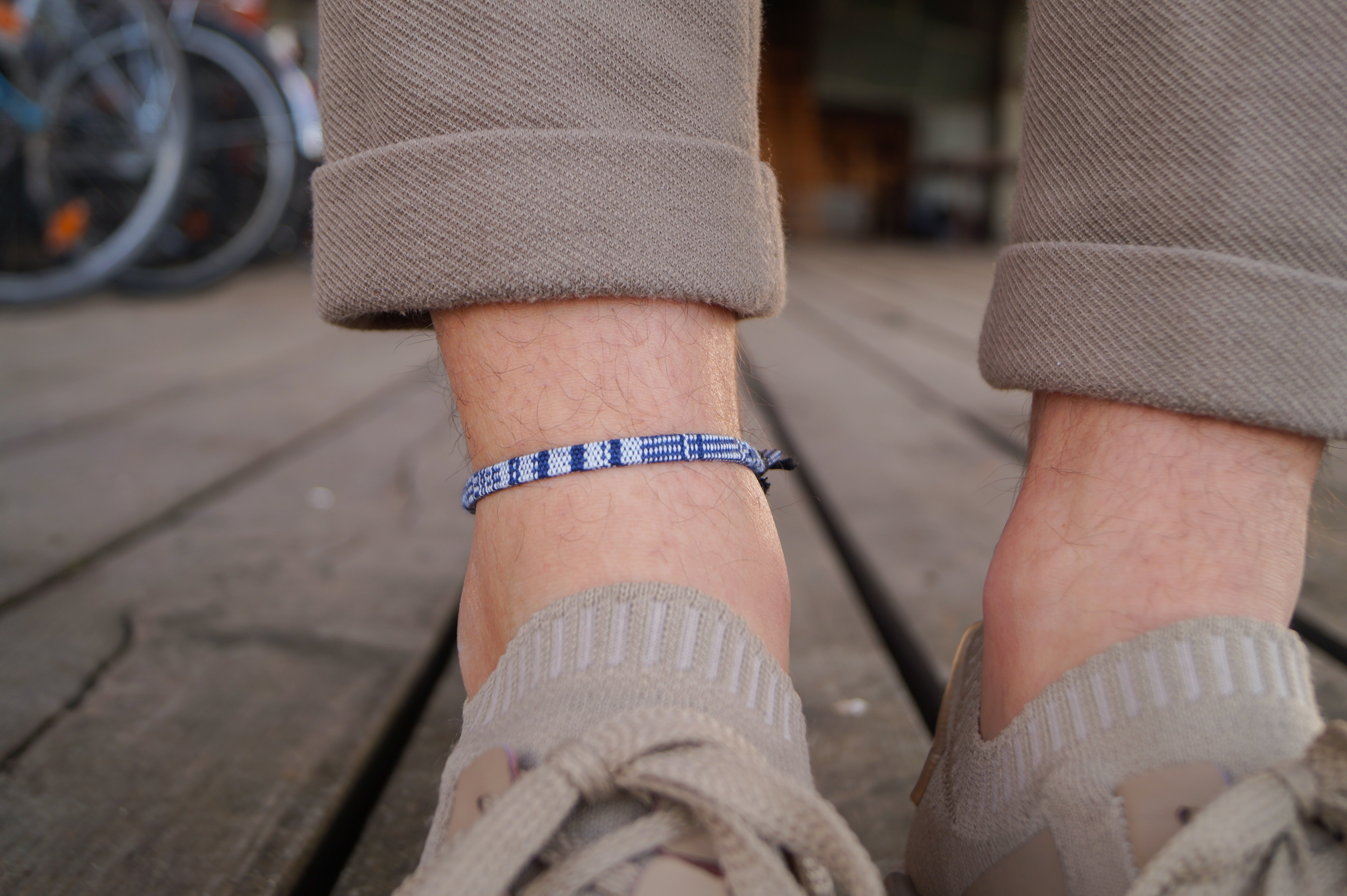 Boho Surfer Anklet Men - Blue-White