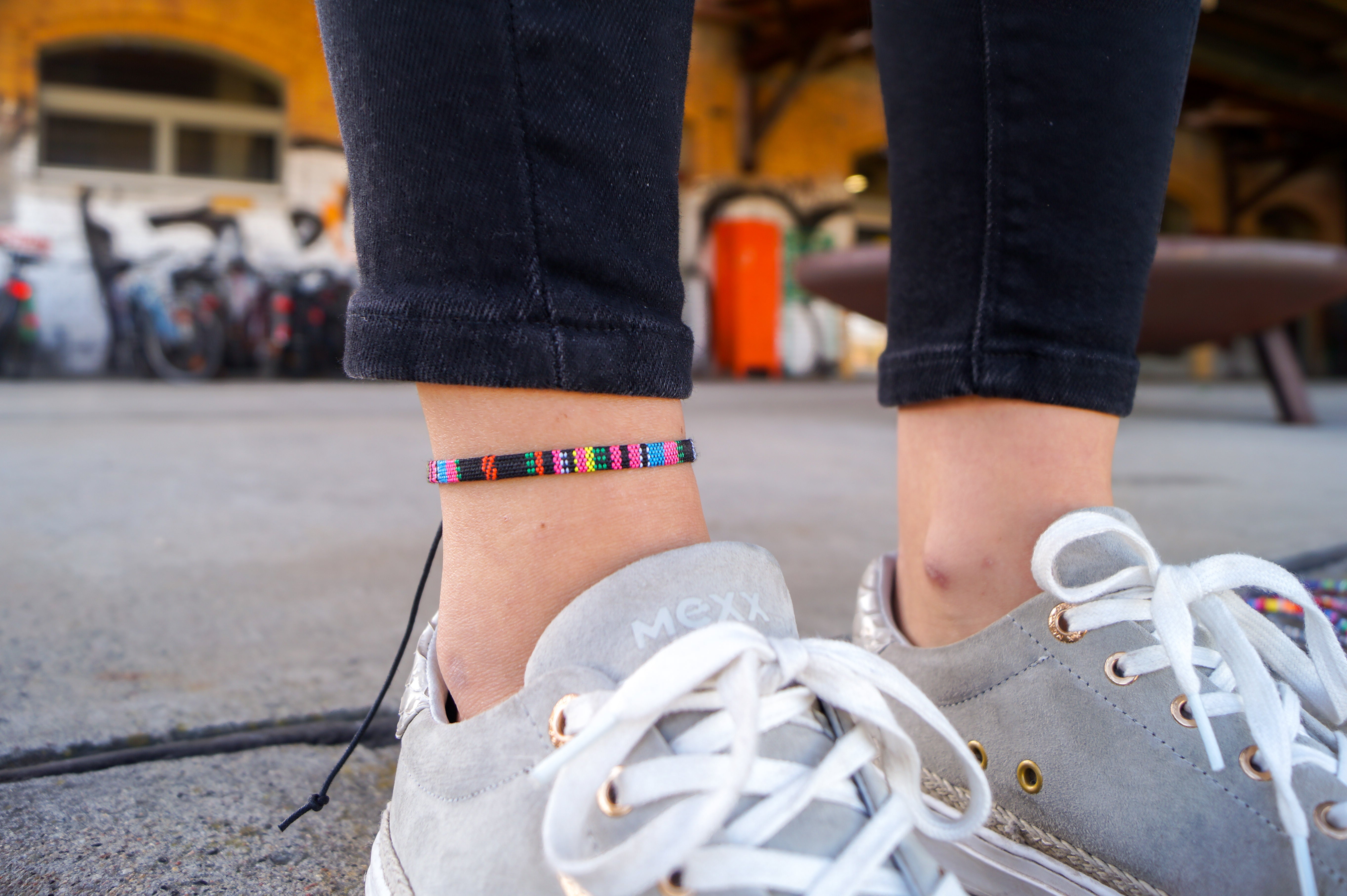 Boho Surfer Anklet - Black-Pink