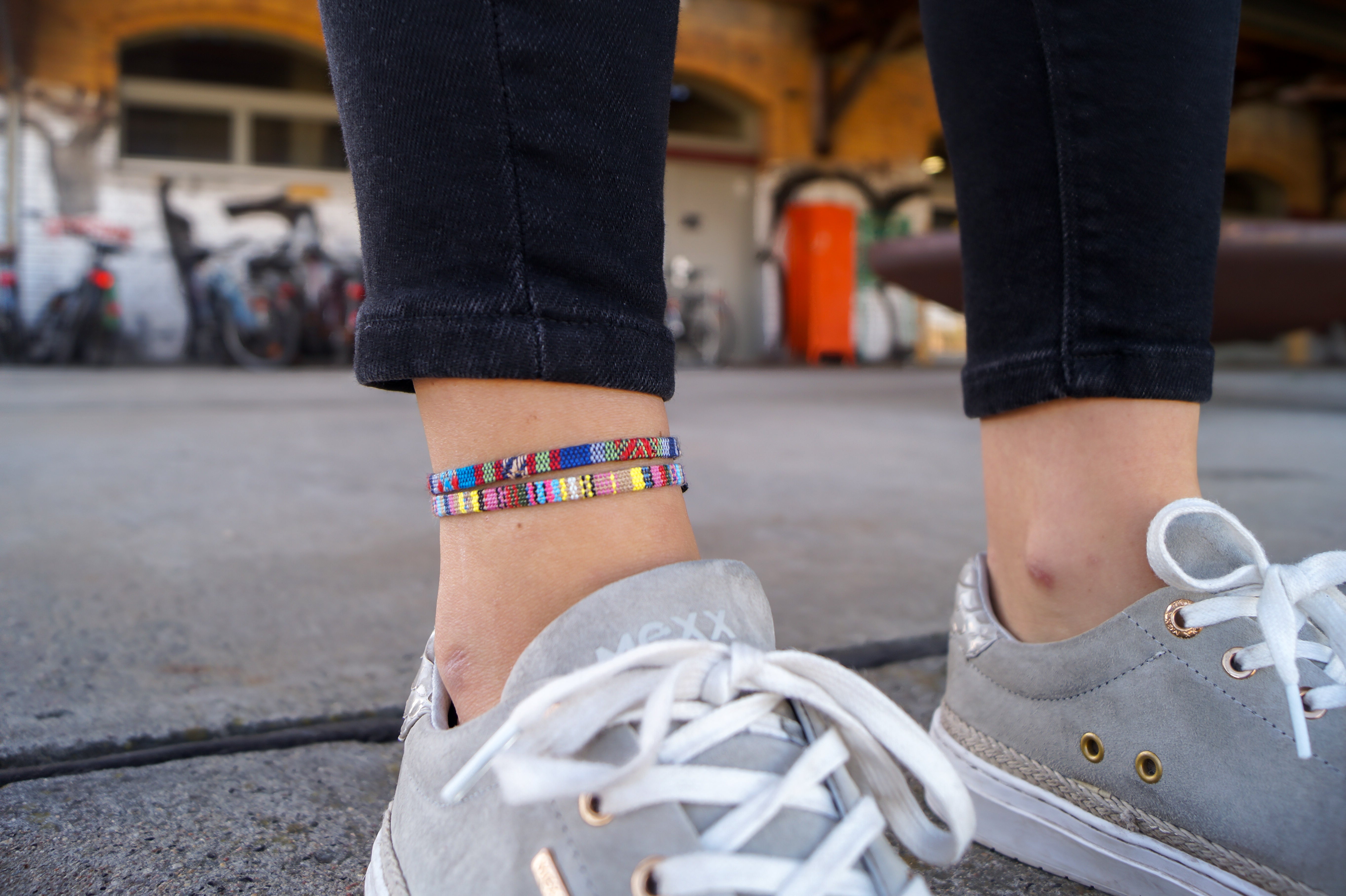 2x Boho Surfer Anklet - Yellow + Blue Ethno