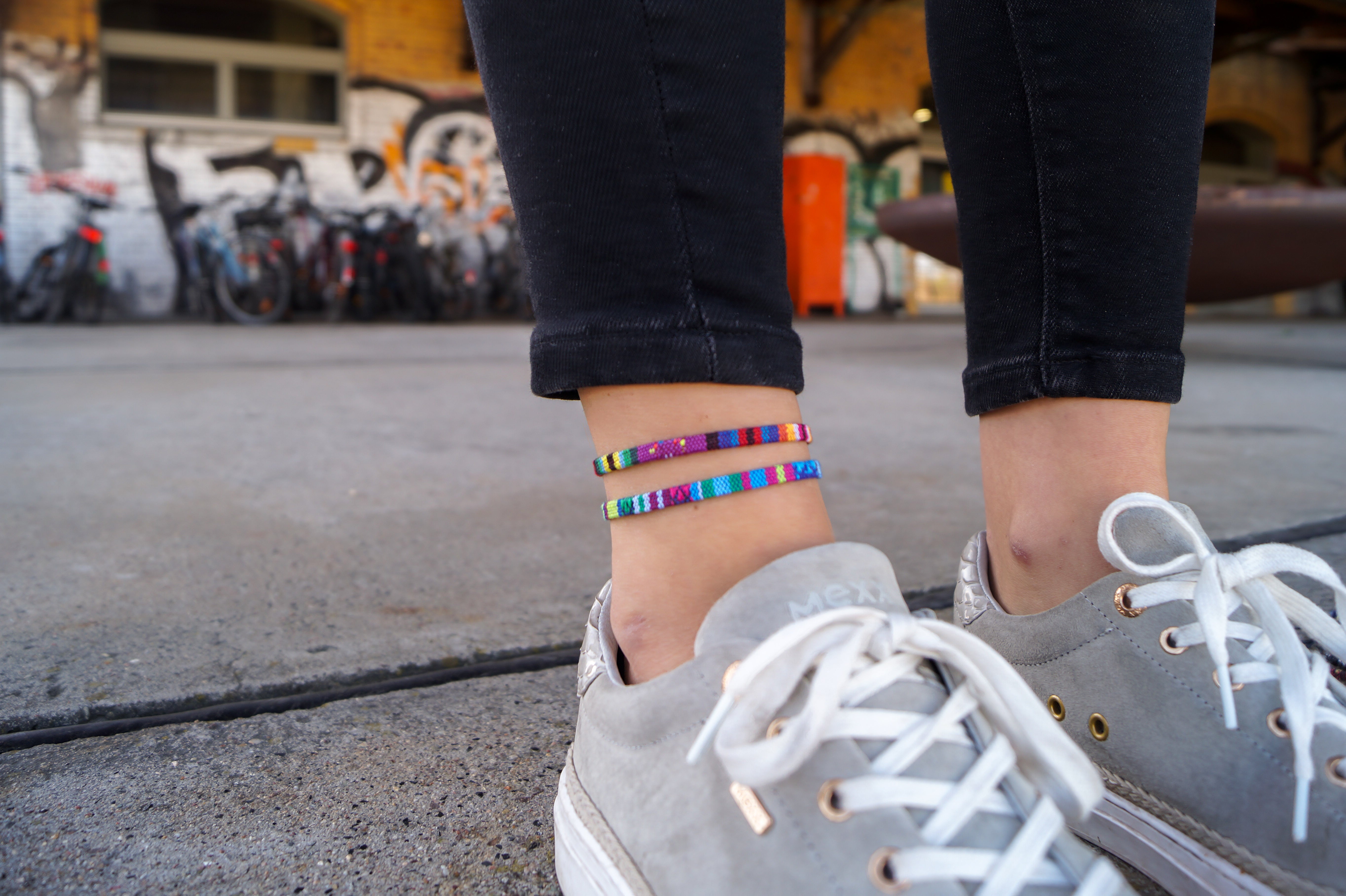 2x Boho Surfer Anklet - Turquoise & Purple Ethno