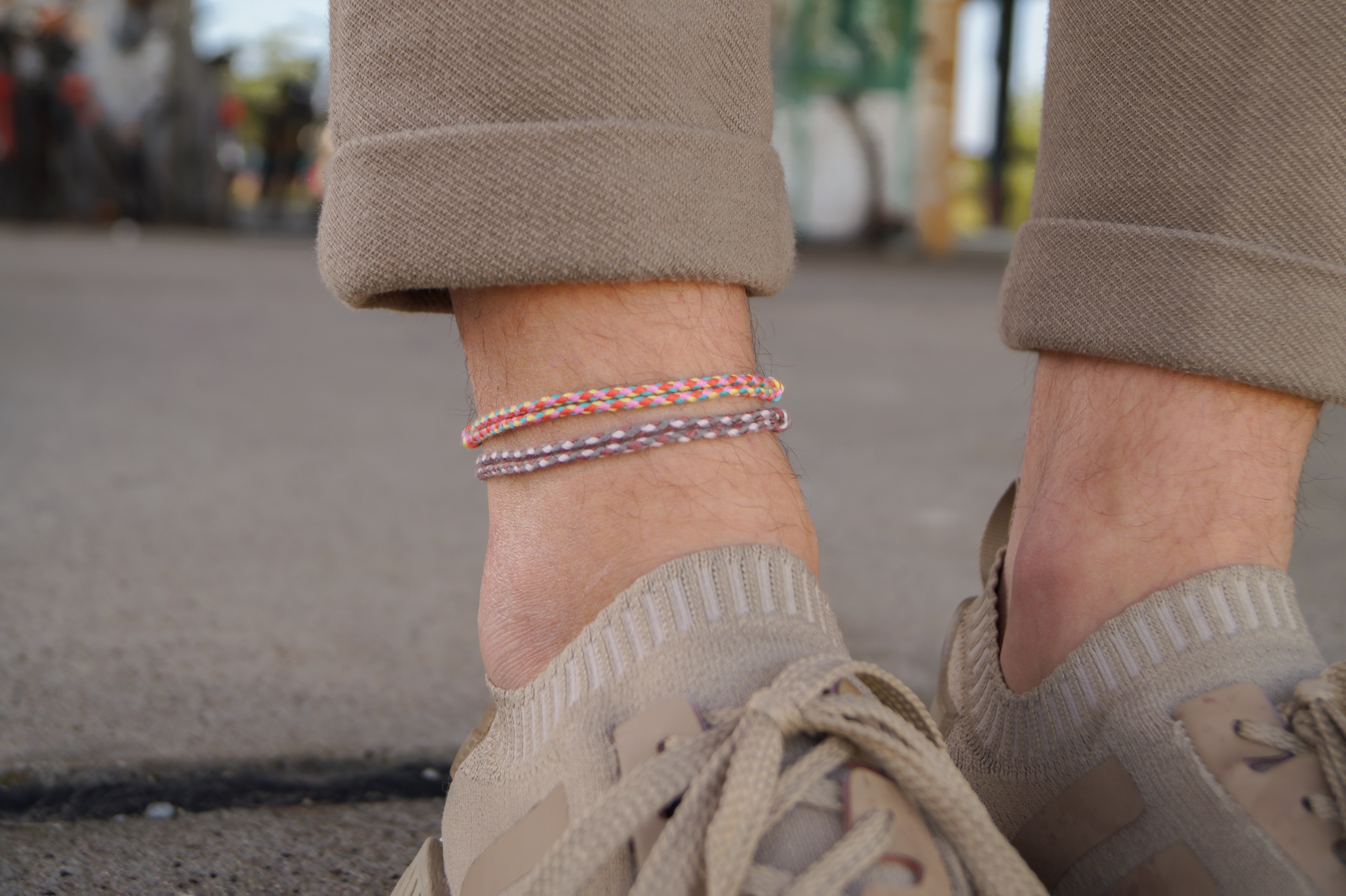 2x Cotton Surfer Anklet Men - Retro Brown Set