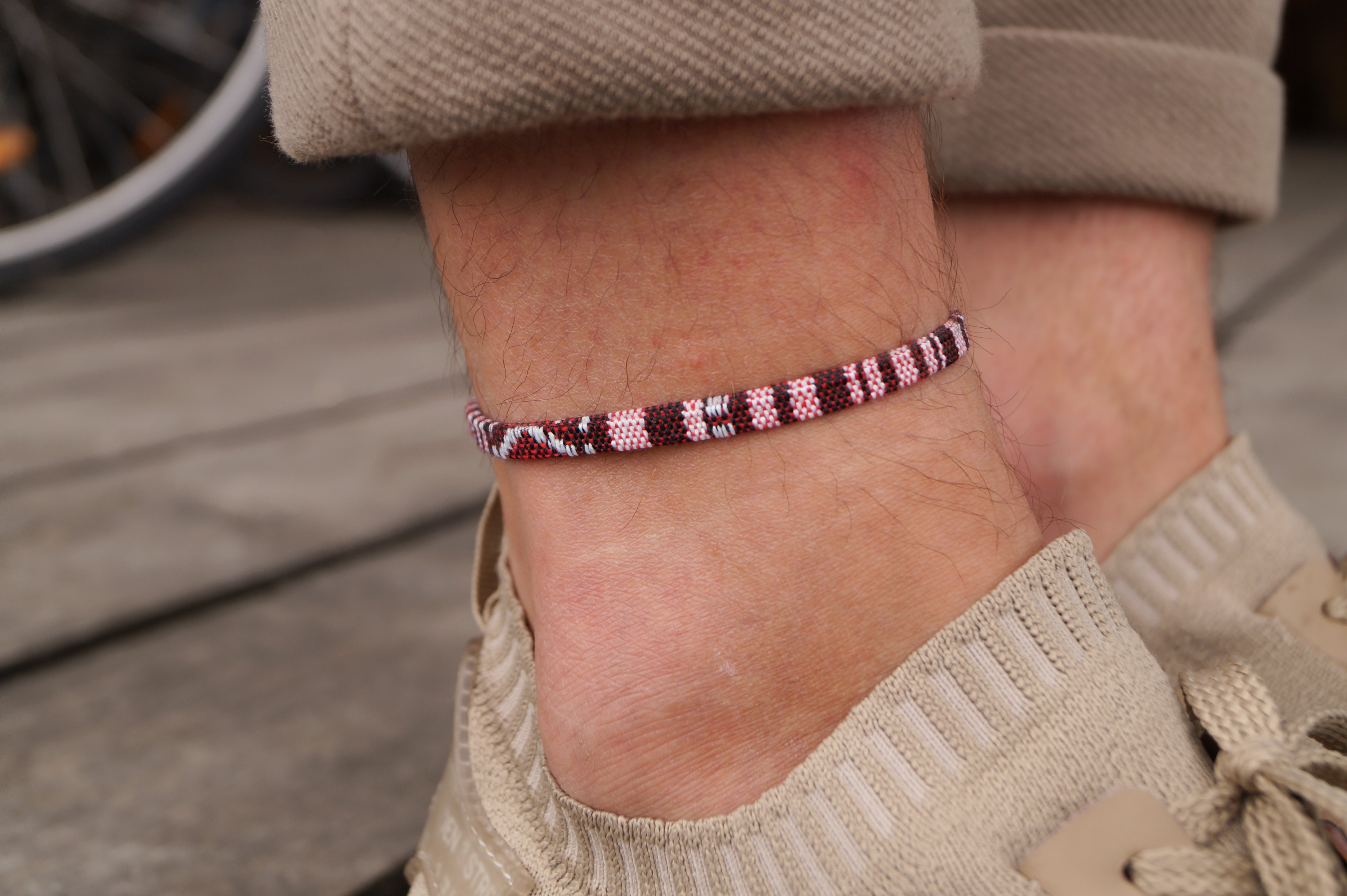 Boho Surfer Anklet Men - Ruby Red