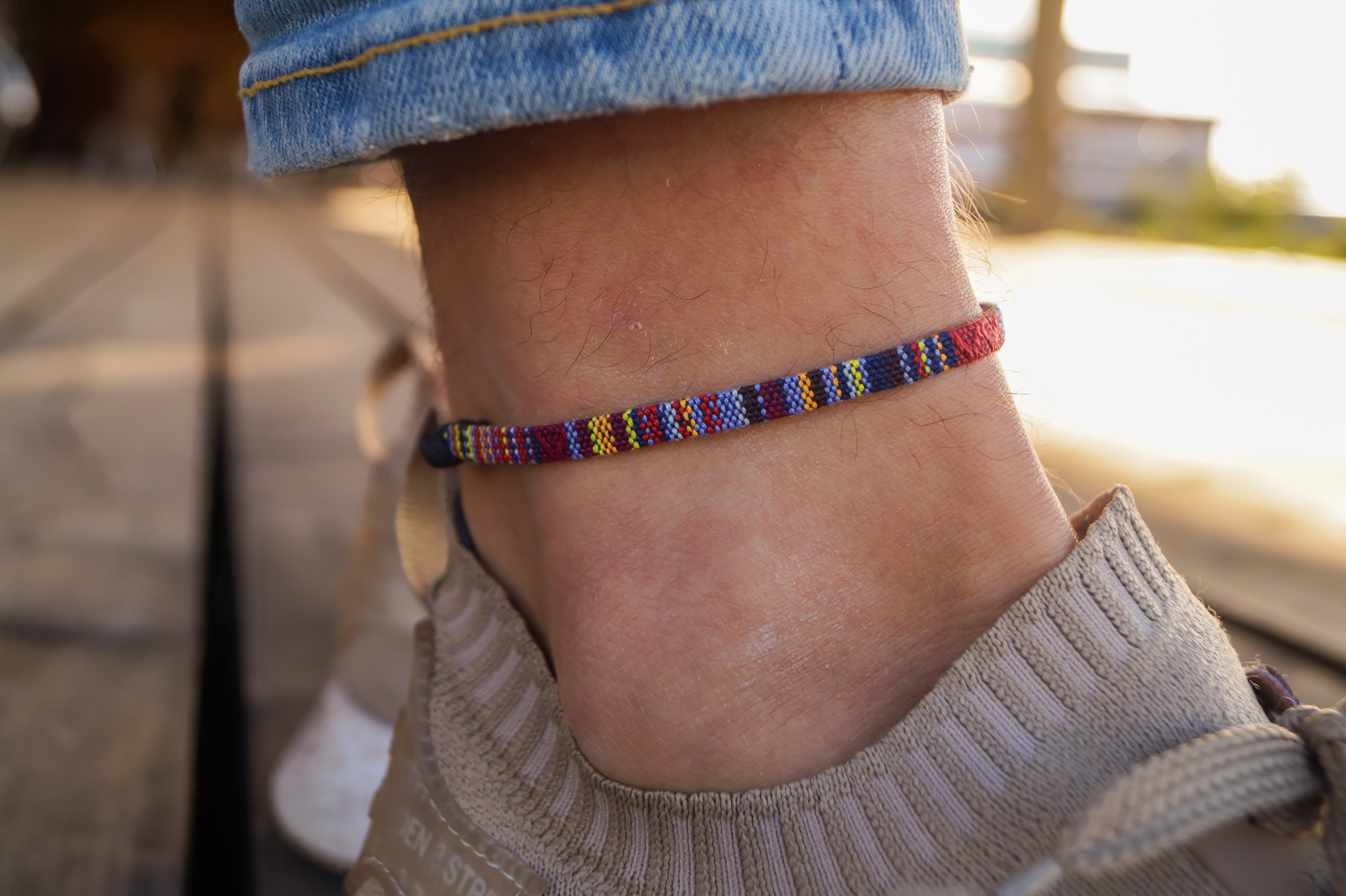 Boho Surfer Anklet Men - Dark Multi