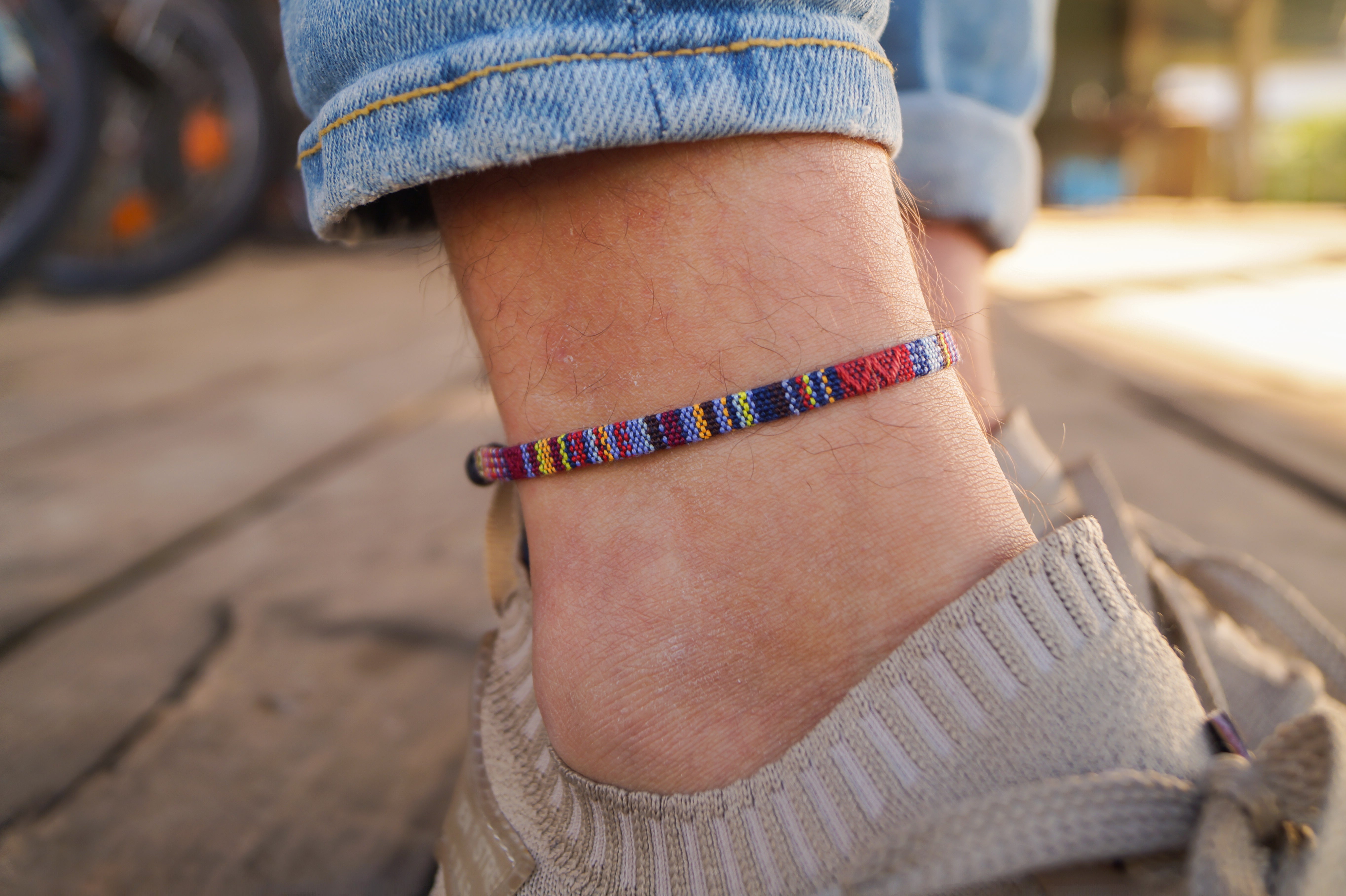 Boho Surfer Anklet Men - Dark Multi