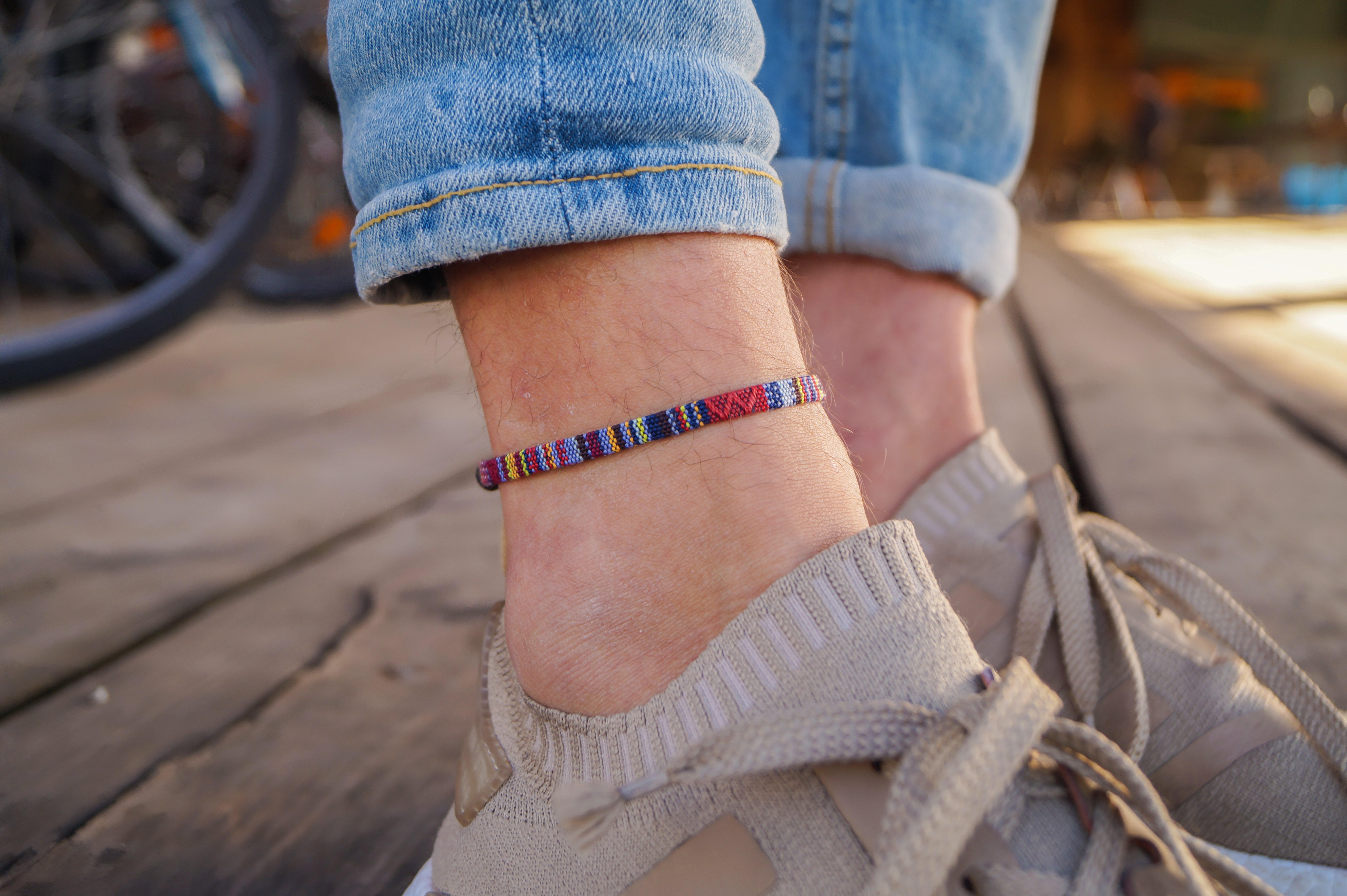 Boho Surfer Anklet Men - Dark Multi