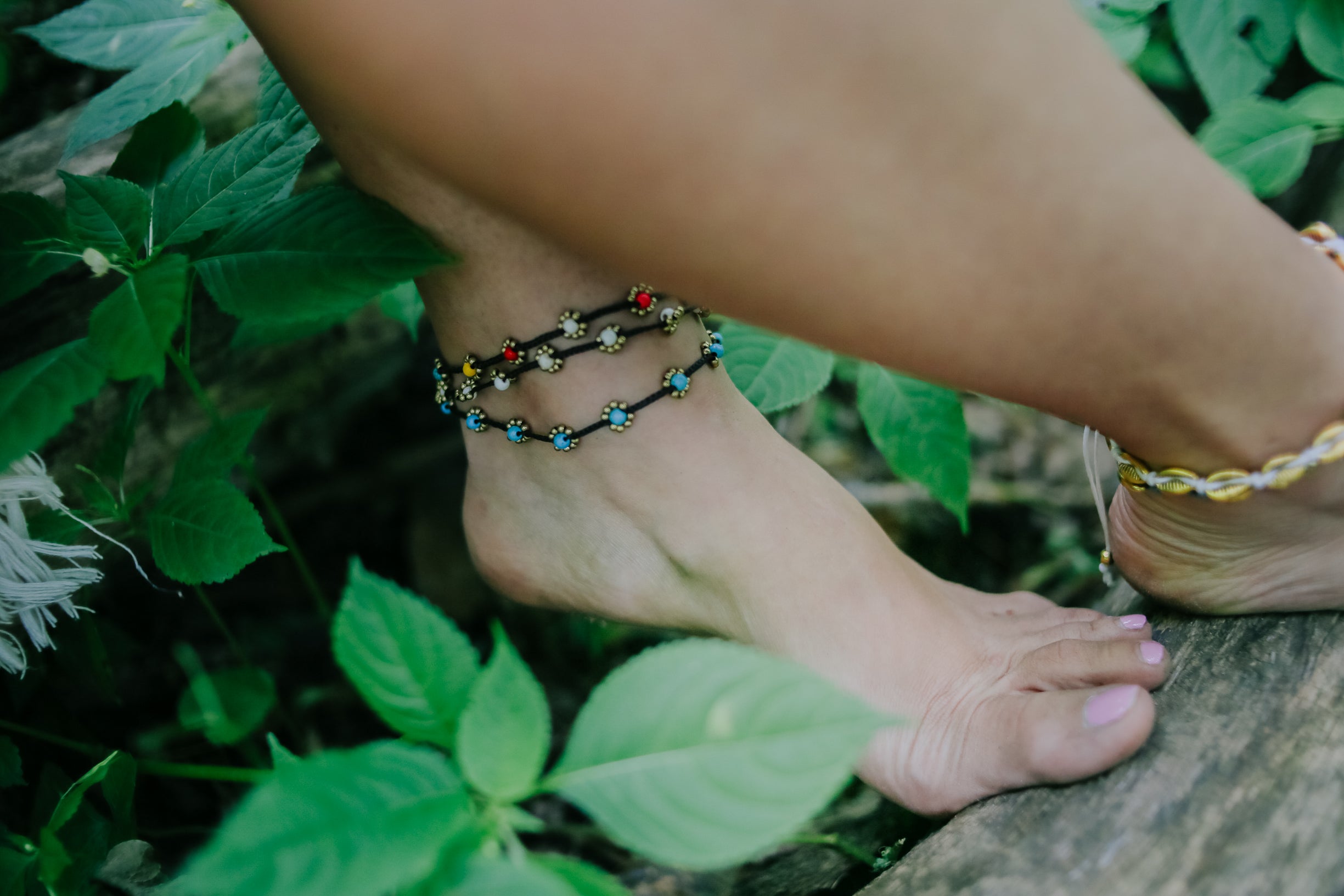 Goa Beads Anklet - Clear White