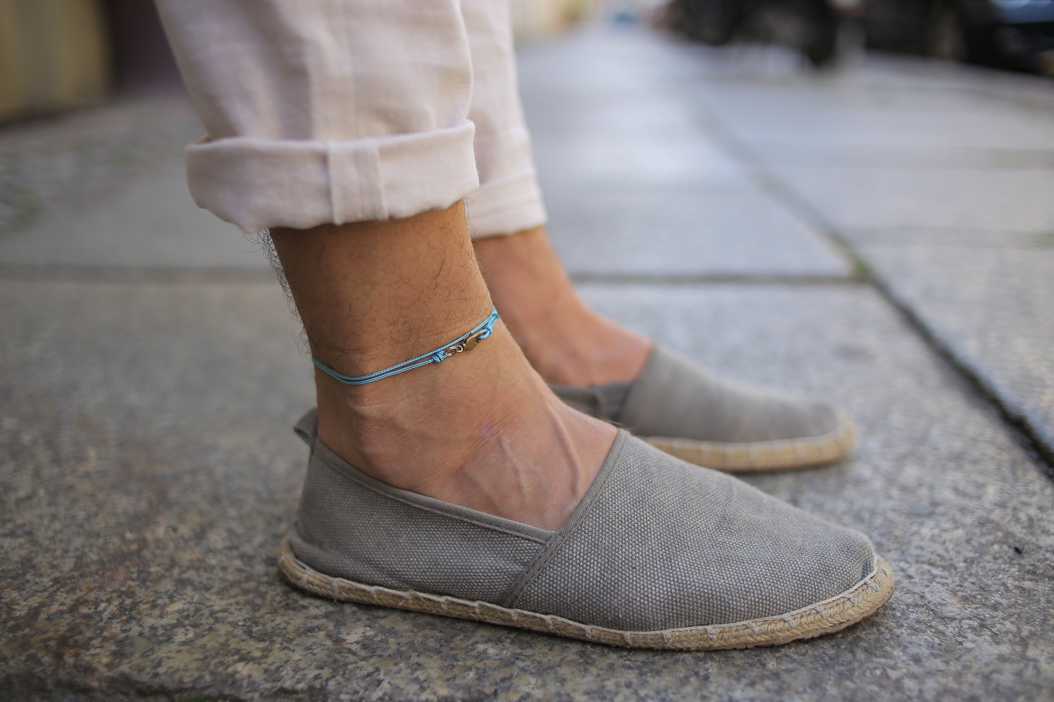 Snap Hook Wrap Anklet - Light Blue Gold