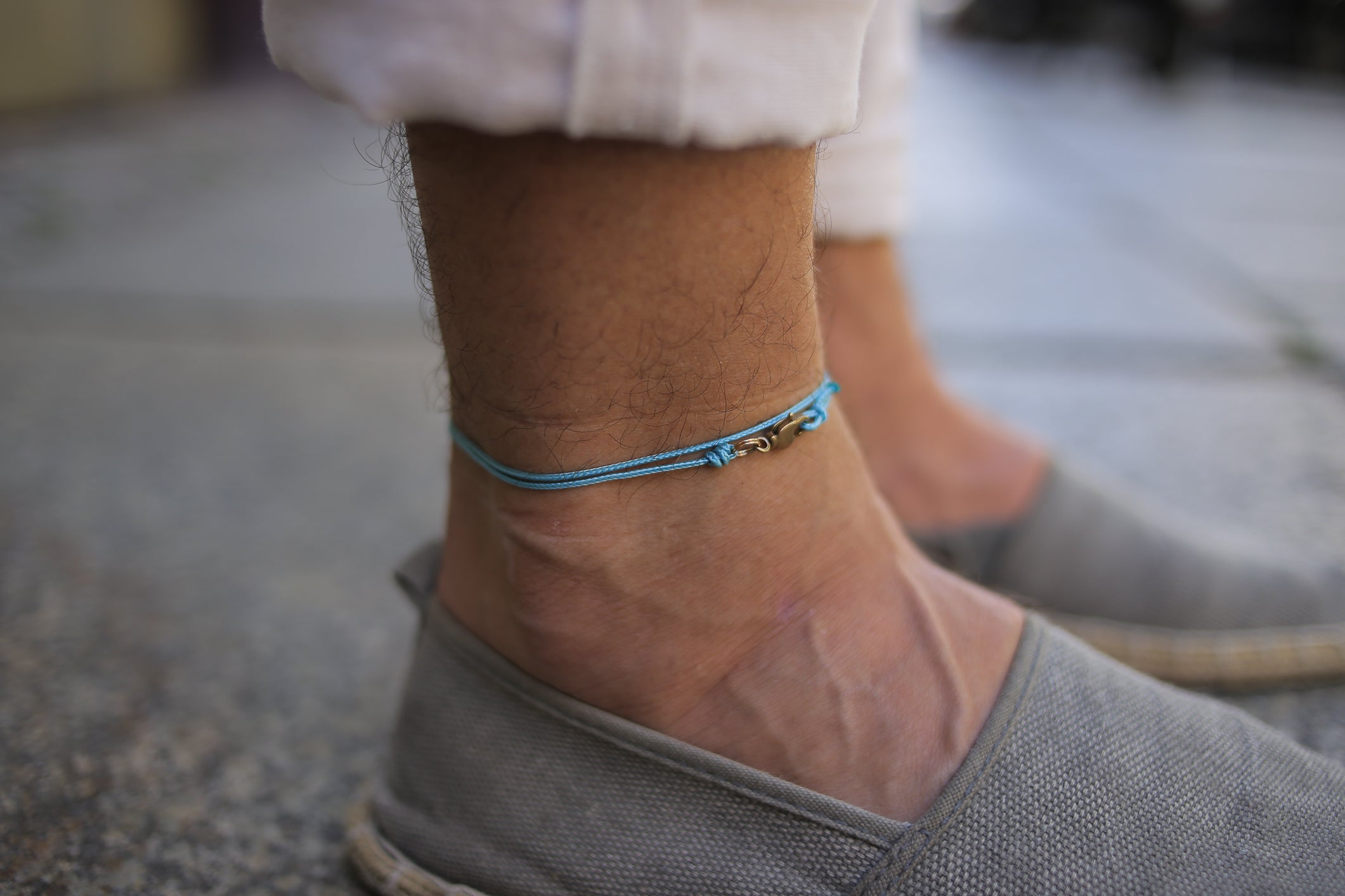 Snap Hook Wrap Anklet - Light Blue Gold