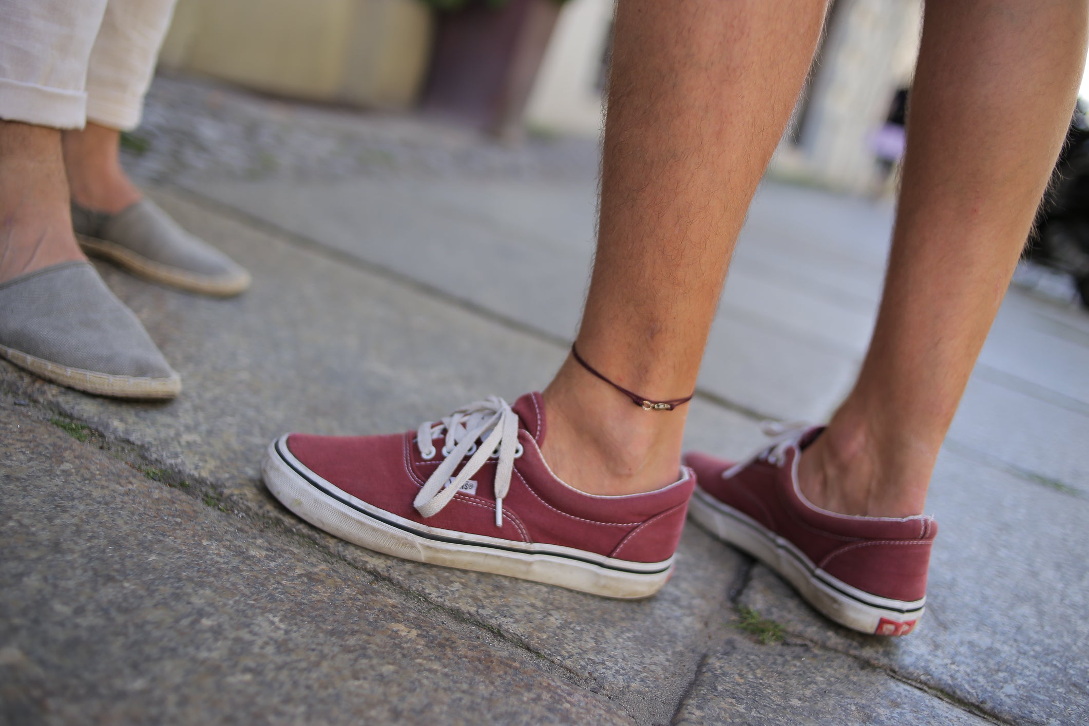 Snap Hook Wrap Anklet - Ruby Red Gold