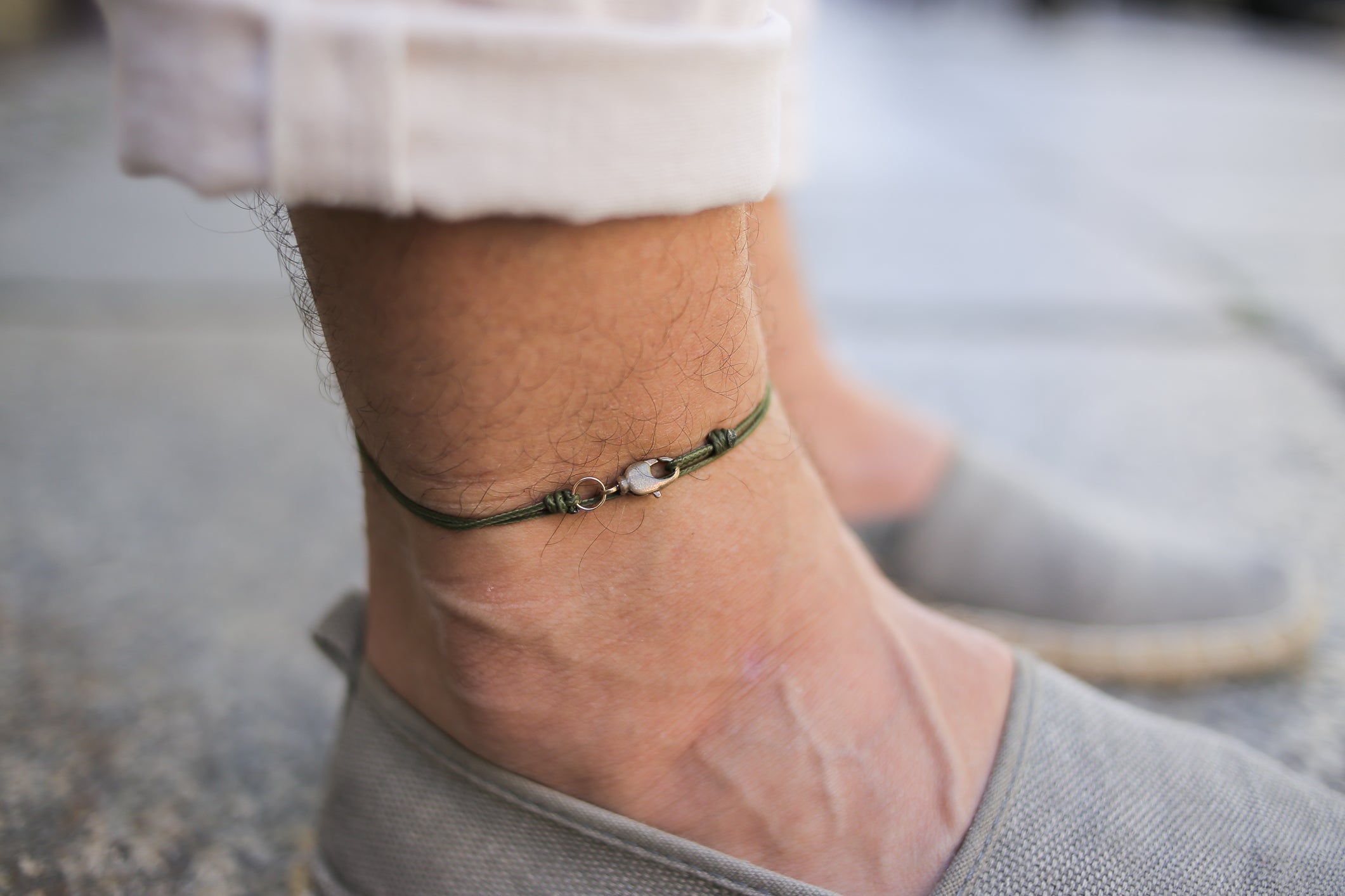 Snap Hook Wrap Anklet - Green Gold