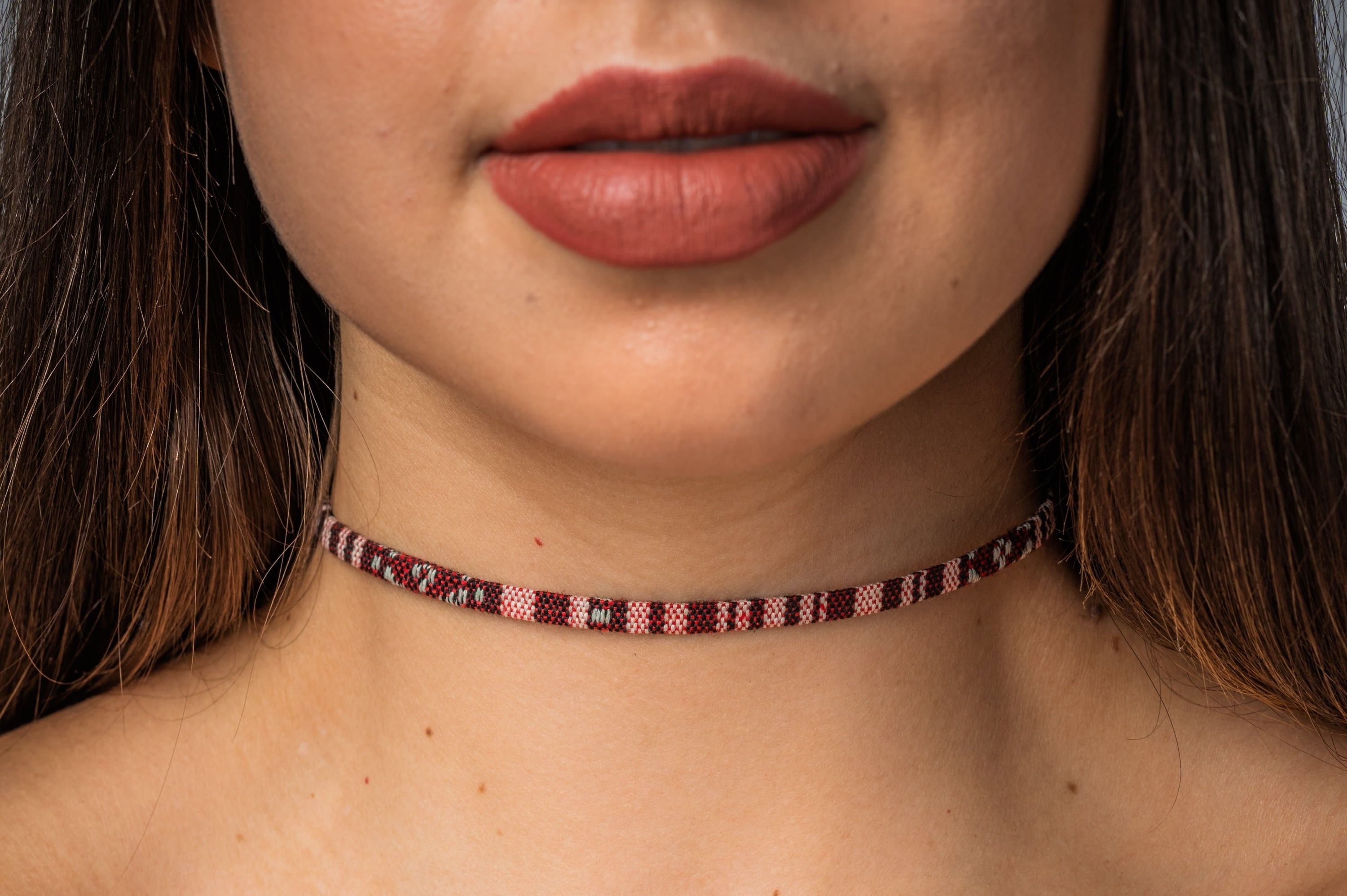 Boho Choker Necklace - Ruby Red