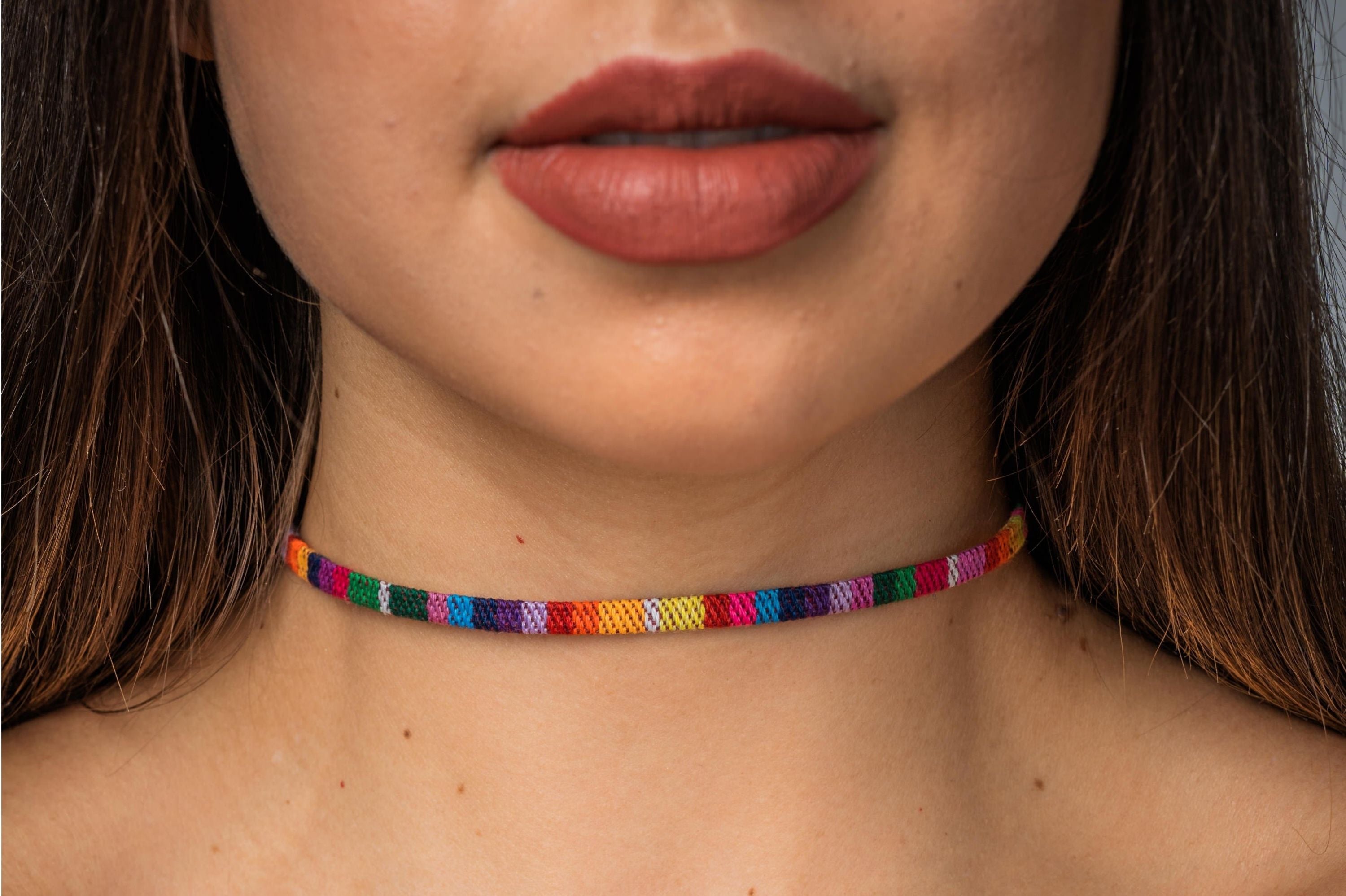 Boho Choker Necklace - Rainbow