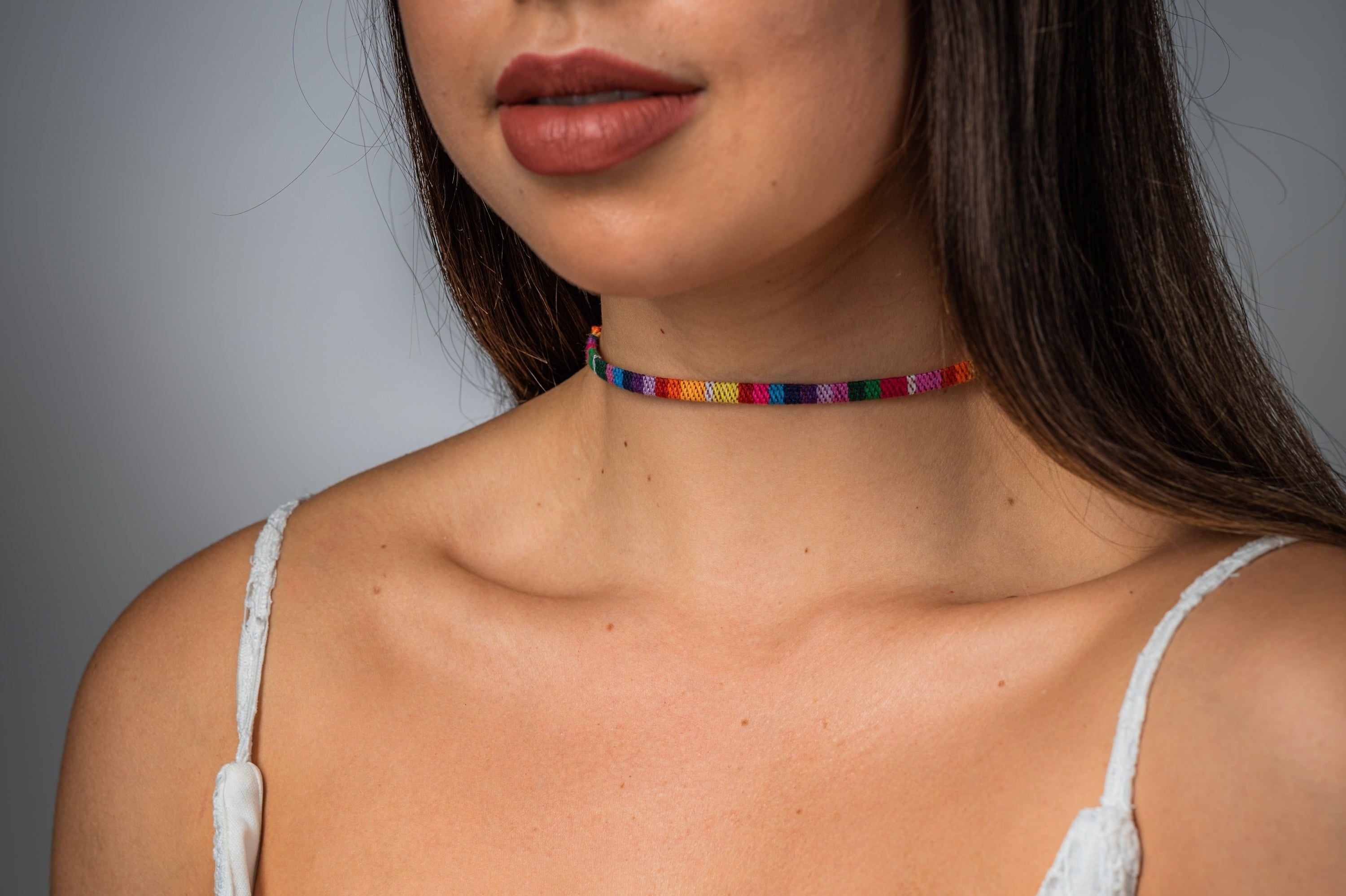 Boho Choker Necklace - Rainbow