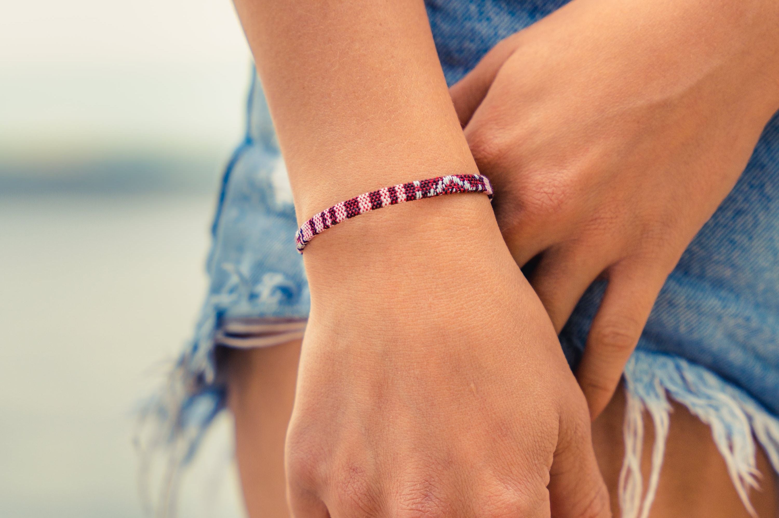 Boho Surfer Bracelet -  Ruby Red