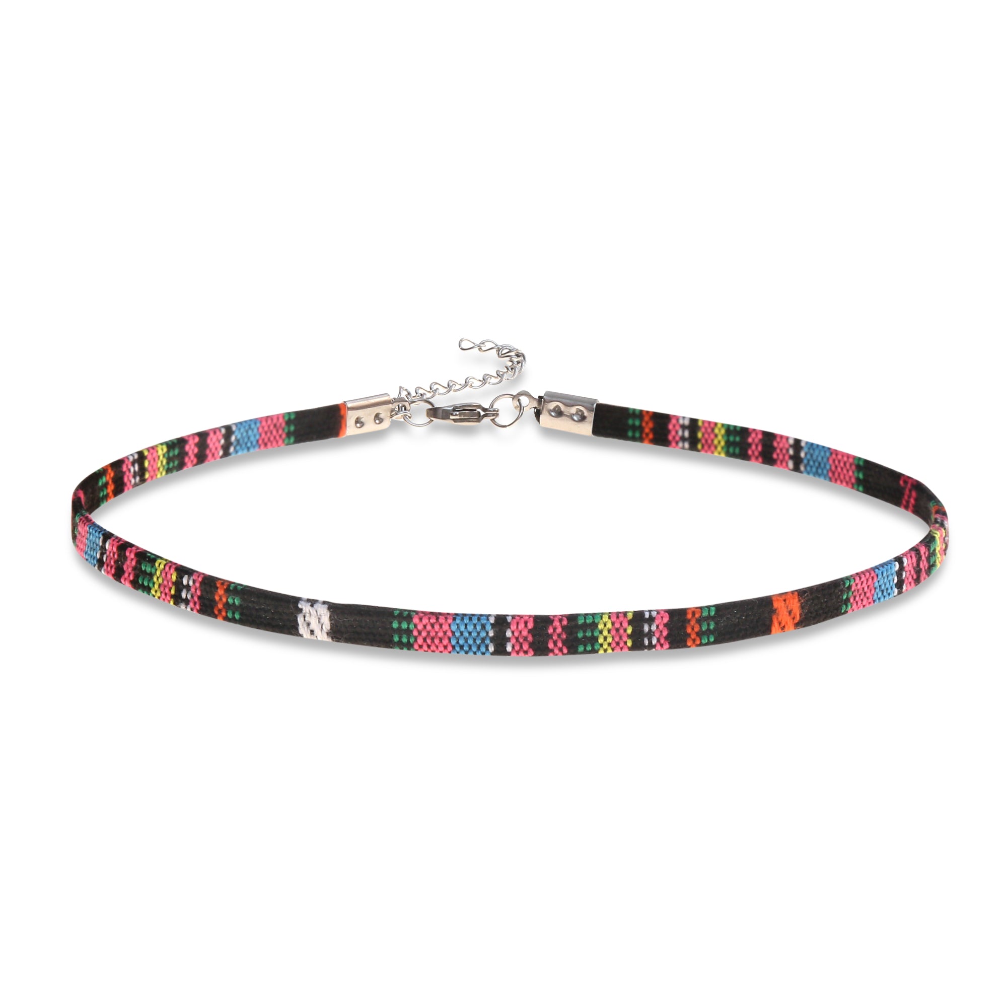 Boho Choker Necklace - Black - Pink