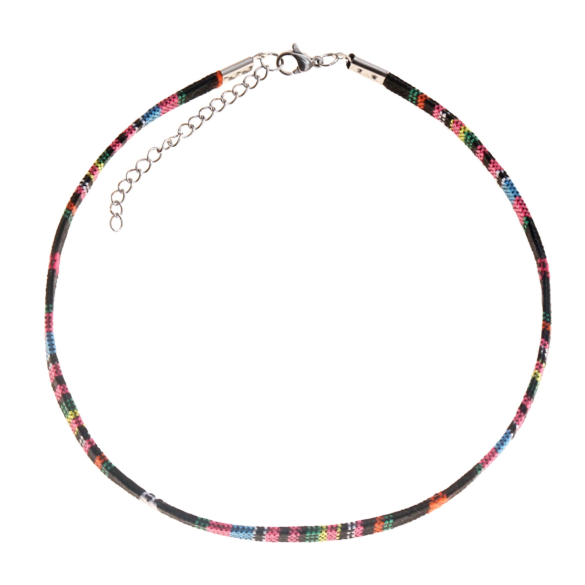 Boho Choker Necklace - Black - Pink